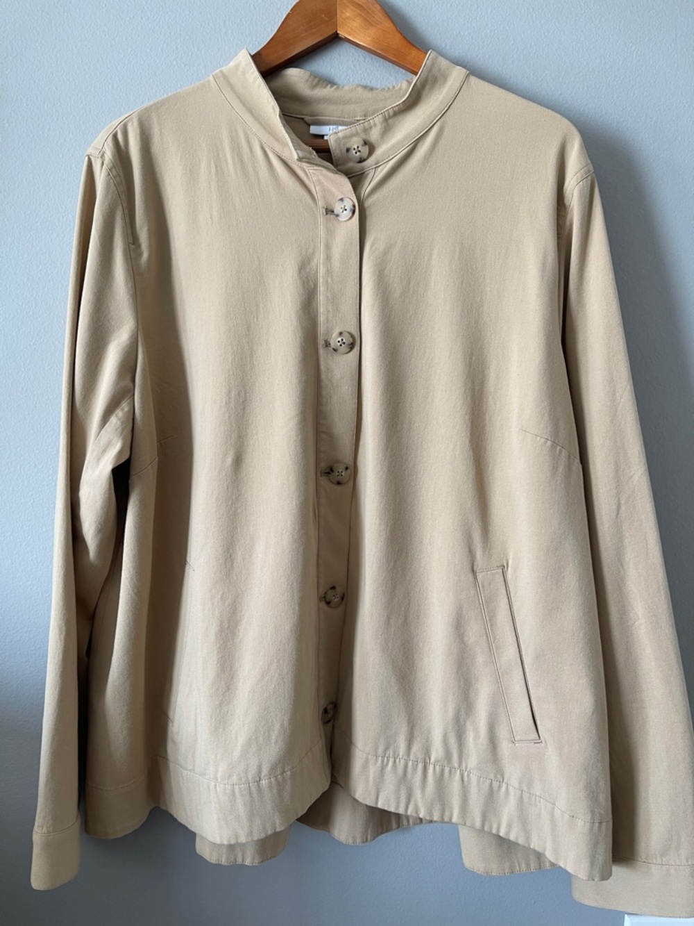 J Jill Button Front Jacket  Sandbar Cotton Blend Long Sleeve XL